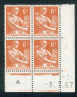 Lot C030 France Coin Daté Moissonneuse N°1115 (**) - 1950-1959
