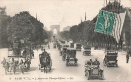 75 Paris Avenue Des Champs Elysées CPA Omnibus Voiture Auto - Champs-Elysées