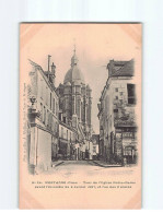 MORTAGNE : Tour De L'Eglise Notre-Dame Avant L'incendie Du 2 Juillet 1887 Et Rue Des 2 Places - Très Bon état - Mortagne Au Perche