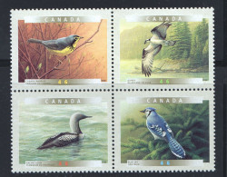 2000  Birds Loon, Osprey, Warbler, Jay Block Of 4 Se-tenant Sc 1842a MNH - Unused Stamps