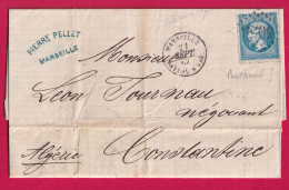 N°22 MARSEILLE BATEAU A VAP GC 5055 PHILIPPEVILLE POUR CONSTANTINE COMBINAISON RARE LETTRE - 1849-1876: Klassieke Periode