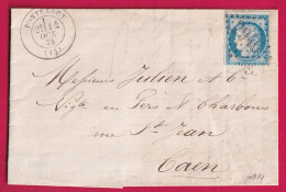 N°60 GC 2946 PONTFARCY CALVADOS CAD TYPE 17 POUR CAEN INDICE 14 LETTRE - 1849-1876: Période Classique