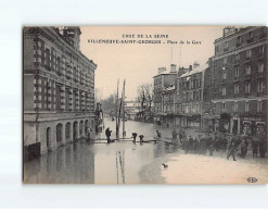 VILLENEUVE SAINT GEORGES : Crue De La Seine, Place De La Gare - Très Bon état - Villeneuve Saint Georges