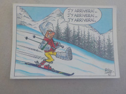 CPSM -  AU PLUS RAPIDE - CARTE HUMORISTIQUE - THEME :  SPORT D HIVER SKI  -   VOYAGEE TIMBREE - Humour