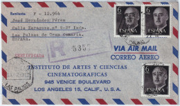 ESPAGNE / ESPAÑA - 1967 3xEd.1161 Sobre Carta Certificada Por Avion De LAS PALMAS (Canarias) A Los EE.UU. - Storia Postale