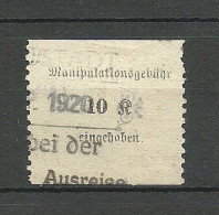 ÖSTERREICH Austria Manipulationsgebühr 10 Kr. Steuer Tax O - Revenue Stamps