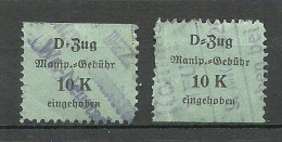 ÖSTERREICH Austria Zug Railway Tax Manipulationsgebühr 10 Kr. Steuer Taxe Gebührenmarke O Oben Bzw. Unten Ungezähnt - Used Stamps