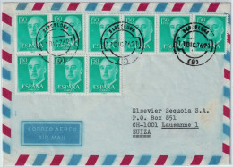 ESPAGNE / ESPAÑA - 1976 9xEd.1155 Sobre Carta Por Avion De Barcelona A Suiza - Lettres & Documents