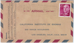 ESPAGNE / ESPAÑA - 1976 Ed.2228 Sobre Carta Por Avion De Madrid A LOS ANGELES, CA, EE.UU. - Lettres & Documents