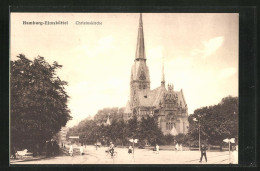 AK Hamburg-Eimsbüttel, Christuskirche Mit Radfahrer  - Eimsbüttel