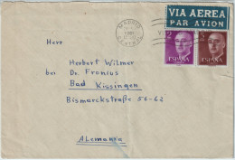 ESPAGNE / ESPAÑA - 1961 Ed.1158 Y 1160 Sobre Carta Per Avion De Madrid A Alemania - Covers & Documents