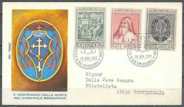 Vatican 1972, 500th Anniversary Of Death Of Cardinal Bessarione, FDC (I) - Altri & Non Classificati