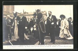 AK Cherbourg, Ankunft Des Königspaares Von Dänemark In Frankreich 1907, Begrüssung Durch Fallières  - Familles Royales