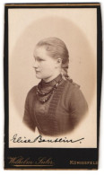 Fotografie Wilhelm Seiler, Königsfeld / Baden, Portrait Elise Mit Zopf & Halskette  - Persone Anonimi