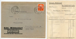 Germany 1936 Cover & Invoice; Hannover - Edm. Middendorf, Weingroßhandlung (Wine Wholesaler); 8pf. Hindenburg - Storia Postale