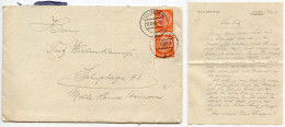 Germany 1939 Cover & Letter; Solingen - Willy Mertens To Schiplage; 8pf. Hindenburg, Pair - Storia Postale