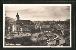 AK Miesbach, Kirche Gegen Alpenkette  - Miesbach