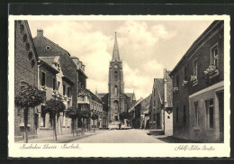 AK Hinsbeck, Strasse Mit Kirche  - Andere & Zonder Classificatie