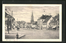 AK Neu-Ulm, Strassenpartie Mit Brücke Und Kirche  - Neu-Ulm