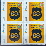 SI 21 Brazil Institutional Stamp 80 Years Federal Military Police 2024 Block Of 4 - Personalizzati