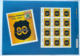 SI 21 Brazil Institutional Stamp 80 Years Federal Military Police 2024 Sheet - Personalisiert