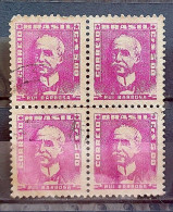 Brazil Regular Stamp RHM 502 Great-granddaughter Rui Barbosa 1956 Block Of 4 Circulated 3 - Gebruikt