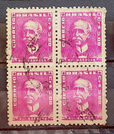 Brazil Regular Stamp RHM 502 Great-granddaughter Rui Barbosa 1956 Block Of 4 Circulated 5 - Gebruikt