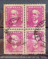 Brazil Regular Stamp RHM 502 Great-granddaughter Rui Barbosa 1956 Block Of 4 Circulated 4 - Gebraucht