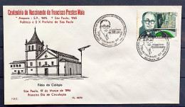 Brazil Envelope PVT 668 1 96 Francisco Prestes Maia CBC SP - FDC