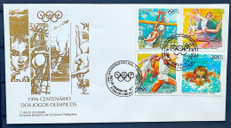 Brazil Envelope FDC 675 1 96 Olympics Athens Greece Volleyball Swimming Gymnastics Athletics CBC RJ 1 - FDC