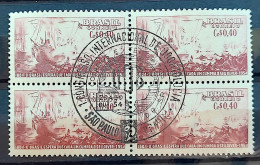 C 348 Brazil Stamp SesquiCentenary Almirante Barroso Riachuelo Military Ship 1954 Block Of 4 CBC SP - Unused Stamps