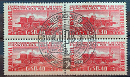 C 337 Brazil Stamp First Railway In Brazil Locomotive Train 1954 Block Of 4 CBC SP 1 - Nuevos