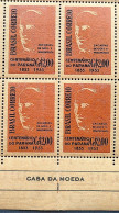 C 325 Brazil Stamp Parana Zacarias De Gois And Vasconcellos 1954 Block Of 4 Straw Paper Mint Vignette - Nuovi