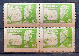 C 323 Brazil Stamp Campaign Against Hansen's Disease Priest Damiao Religion Health 1953 Block Of 4 - Neufs