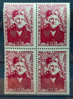 C 315 Brazil Stamp Centennial Naturalist Writer Auguste De Saint Hilair France 1953 Block Of 4 - Nuevos