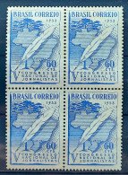 C 312 Brazil Stamp National Congress Of Journalists Map Curitiba 1953 Block Of 4 1 - Unused Stamps