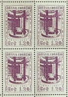 C 308 Brazil Stamp Duque De Caxias Military Mausoleum 1953 Block Of 4 - Unused Stamps