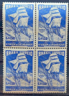 C 299 Brazil Stamp School Ship Admiral Saldanha Navy Military 1953 Block Of 4 - Ungebraucht