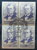 C 300 Brazil Stamp Centenary Creation Banco Do Brasil Visconde De Itaborahy 1953 Block Of 4 CBC DF - Ongebruikt