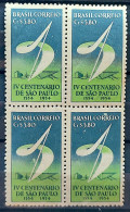 C 295 Brazil Stamp 4 Centenary Of São Paulo 1953 Block Of 4 5 - Ungebraucht