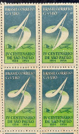 C 295 Brazil Stamp 4 Centenary Of São Paulo 1953 Block Of 4 2 - Nuevos