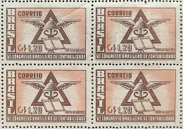 C 296 Brazil Stamp Accounting Congress Porto Alegre Economy 1953 Block Of 4 - Neufs