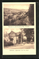 AK Naundorf / Schmiedeberg, Ortsansicht Mit Gasthaus Jägerhaus  - Schmiedeberg (Erzgeb.)