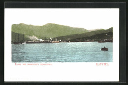 AK Batumi, Panorama Mit Dampfschiff Und Gebirge  - Georgien