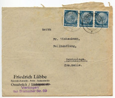 Germany 1939 Cover; Osnabrück - Friedrich Lübbe, Spezial-Autoöle. Fette. Industrieöle; 4pf. Hindenburg X 3 - Storia Postale