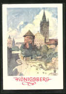 Künstler-AK Königsberg, Strassenpartie Am Schloss  - Ostpreussen