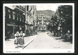 AK Karlsbad, Strassenpartie Alte Wiese, Mädchen In Tracht  - Tchéquie