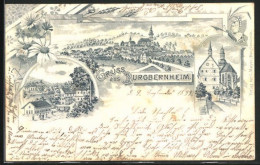 Lithographie Burgbernheim, Wildbad, Totalansicht, Strassenpartie Mit Kirche  - Autres & Non Classés