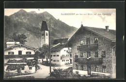 AK Nussdorf Am Inn, Strassenpartie Mit Kirche Und Blick Auf Den Heuberg  - Sonstige & Ohne Zuordnung