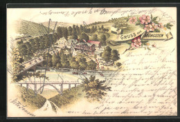 Lithographie Müngsten, Hotel Mit Brücke, Eisenbahnbrücke  - Other & Unclassified